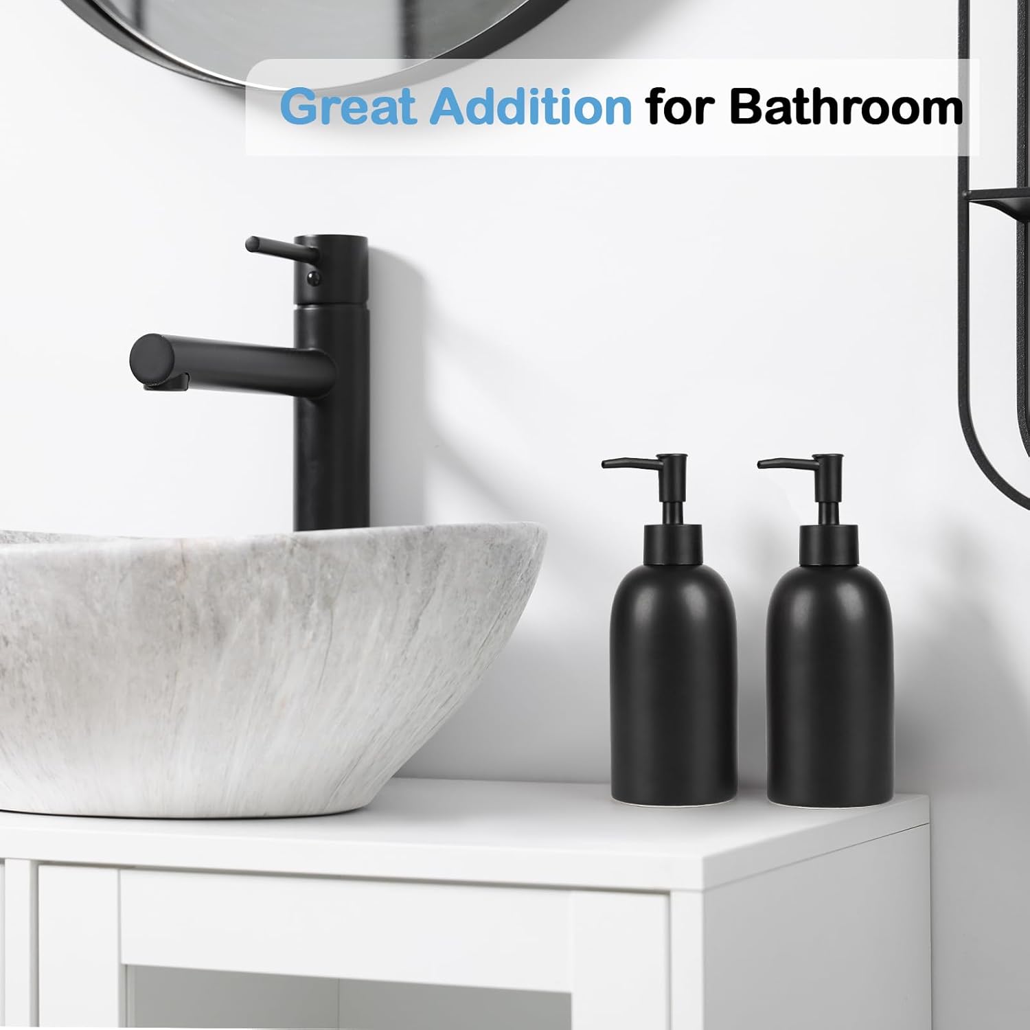 Natheeph 14OZ Ceramic Soap Dispenser Ceramic Soap Pump Dispenser Can Fill Liquid for