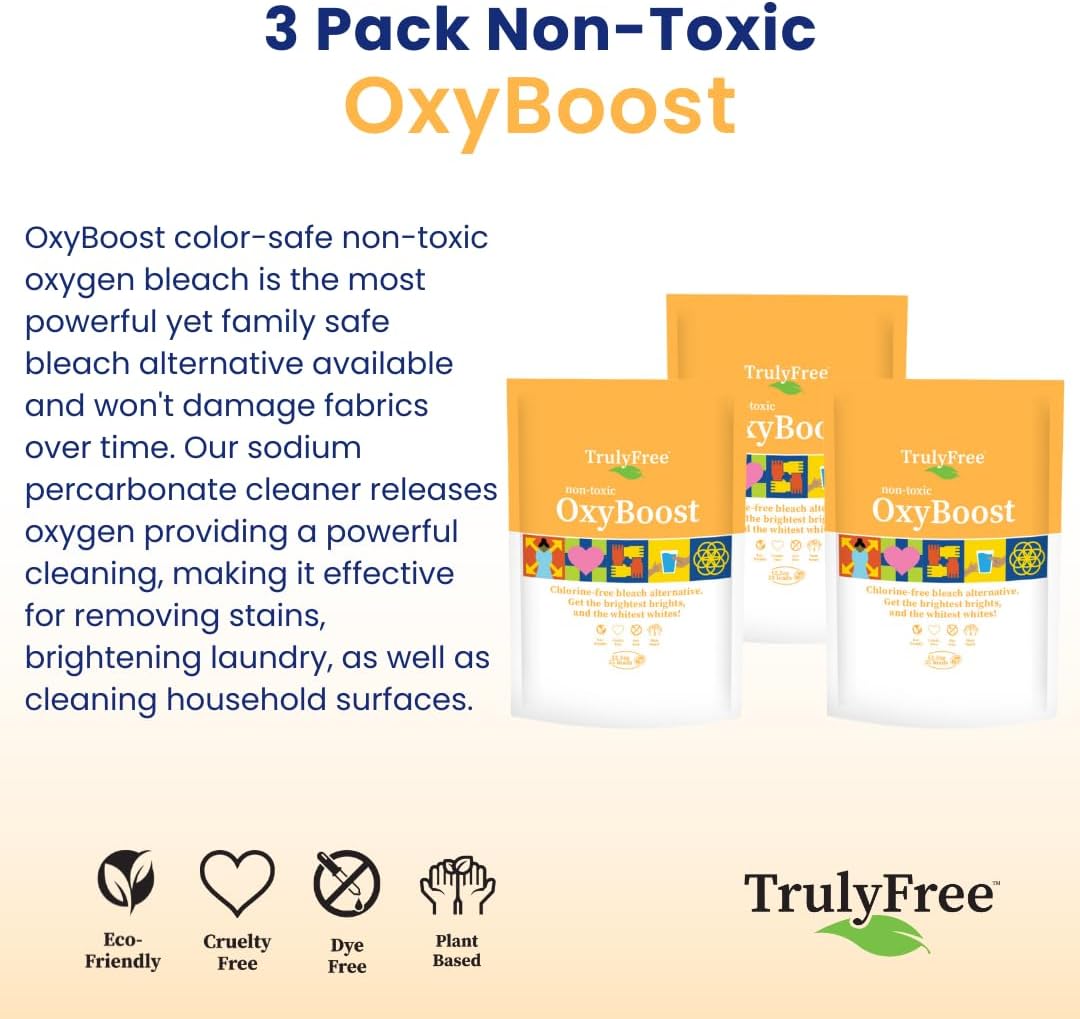 Truly Free OxyBoost - Oxygen Whitener & Clothes Stain Remover Laundry Detergent Powder with Sodium