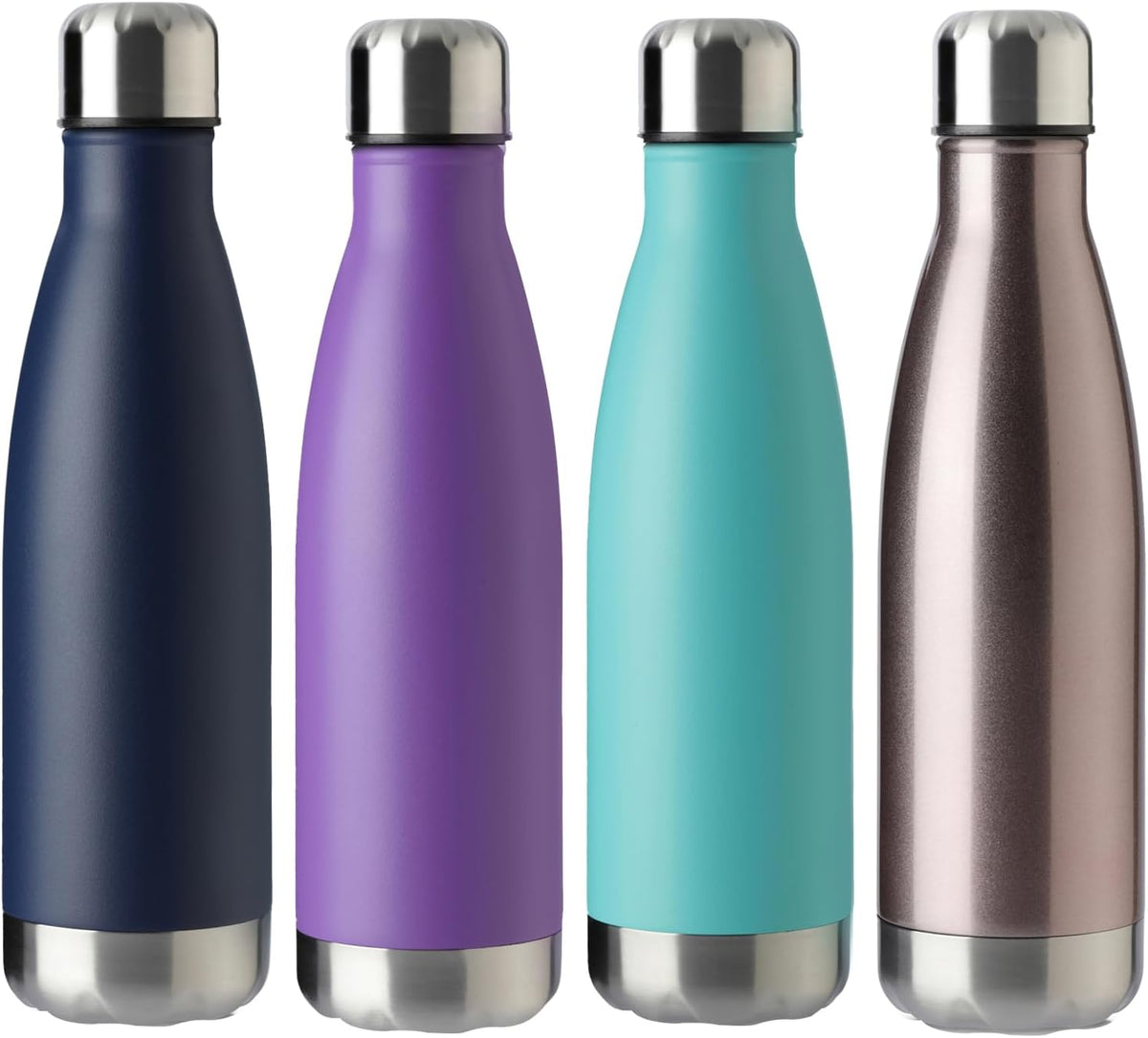 MEWAY 17oz Sport Water Bottle 4 Pack Vacuum Insulated Stainless Steel Leak-Proof Double Wall Cola