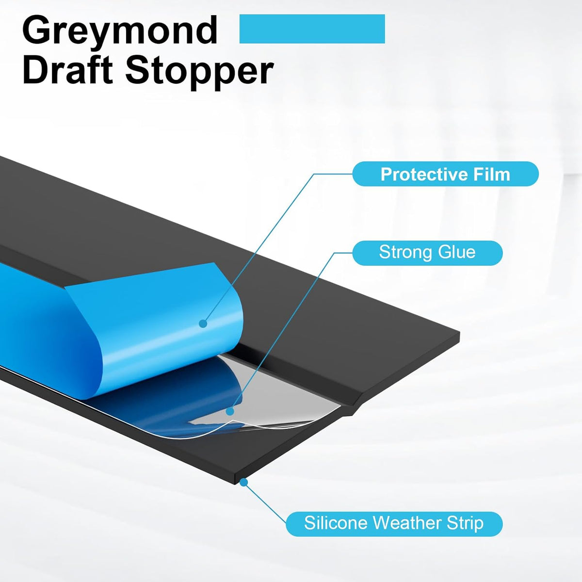 Weather Stripping Door Seal, Silicone Strip for Frame and Gaps Draft Stopper,Glass Shower Door
