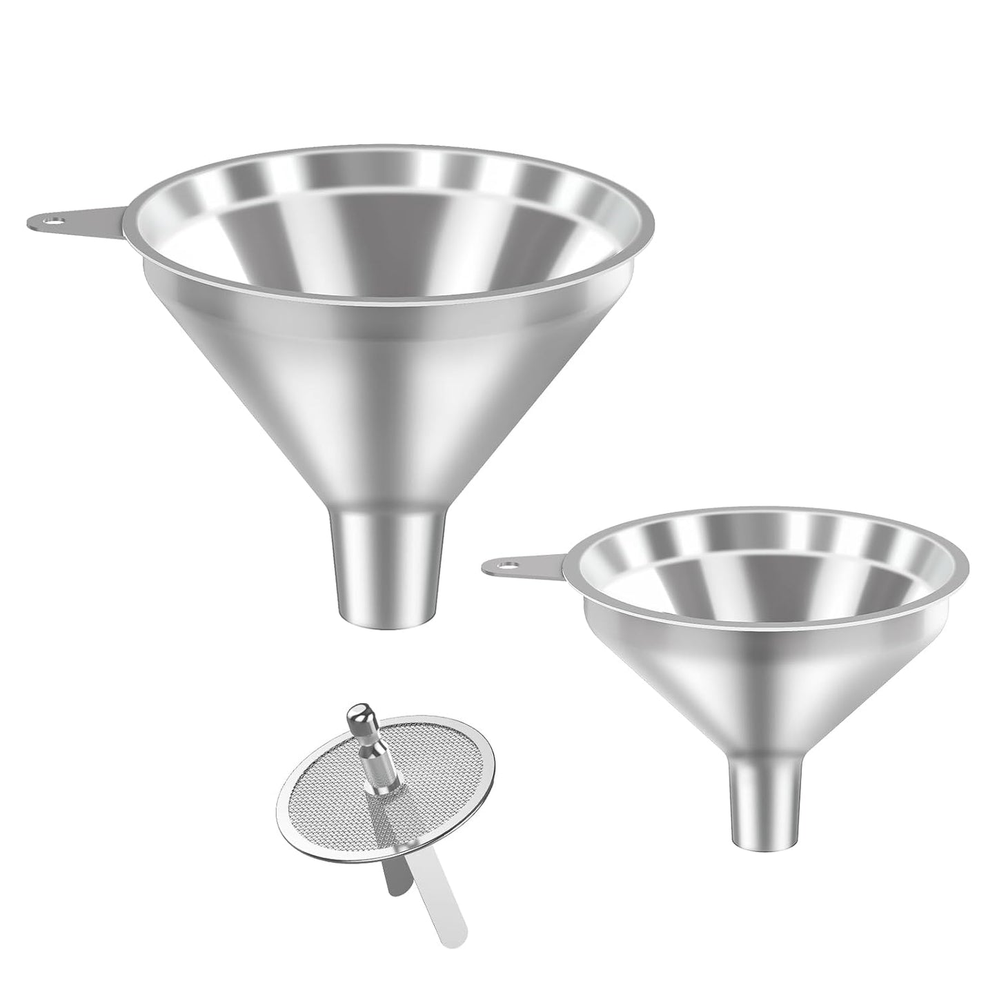 3 Pack Stainless Steel Kitchen Funnel Set,funnels for Kitchen use Filling Bottles, 2 Size Spouts