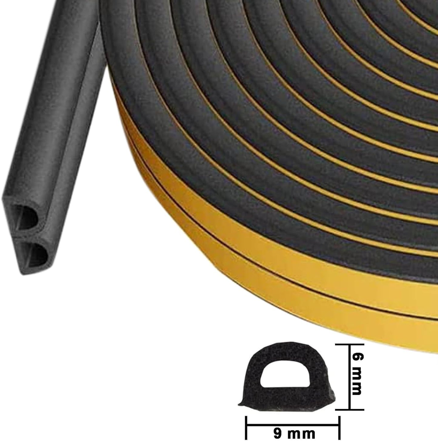 Weather Stripping Seal Strip Tape, Doors Windows Frame Self Adhesive D Type Foam Sealing Tape