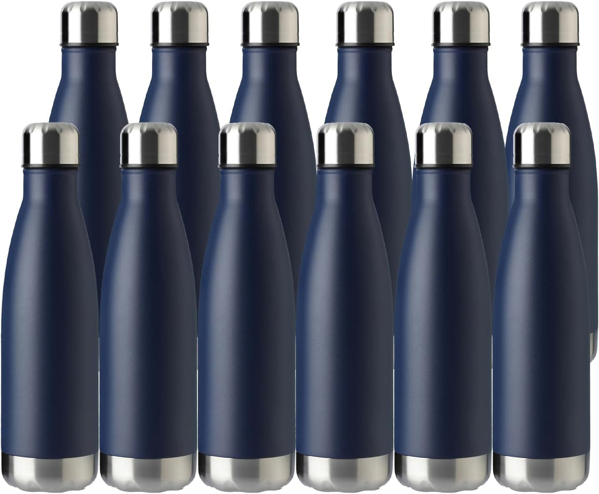 MEWAY 17oz Sport Water Bottle 12 Pack Vacuum Insulated Stainless Steel Leak-Proof Double Wall Cola