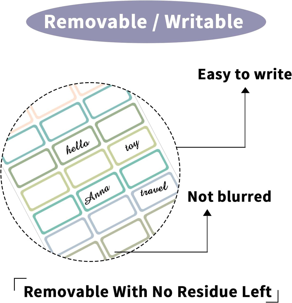 STARLIBOO Removable Labels, Removable Colored Labels Stickers, Self-Adhesive Rectangular Stickers