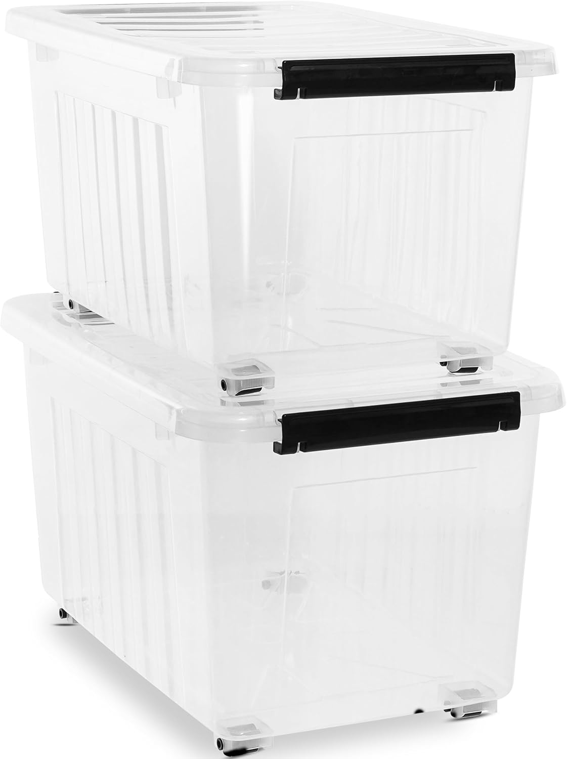 Citylife 54 QT Clear Plastic Storage Bins with Lids Stackable and Nestable Storage Boxes with Lids