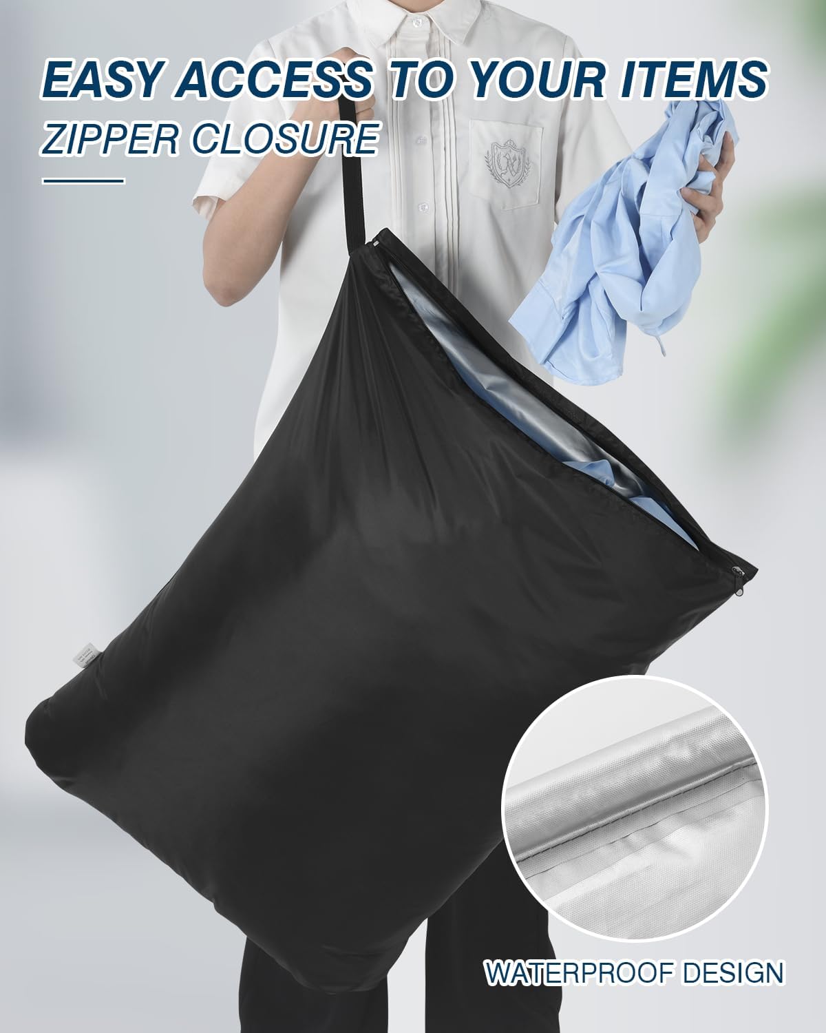 OTraki 2Pcs Large Laundry Bags 24x32 inch Wet Dry Bag Reusable Waterproof bag with Zipper Wet