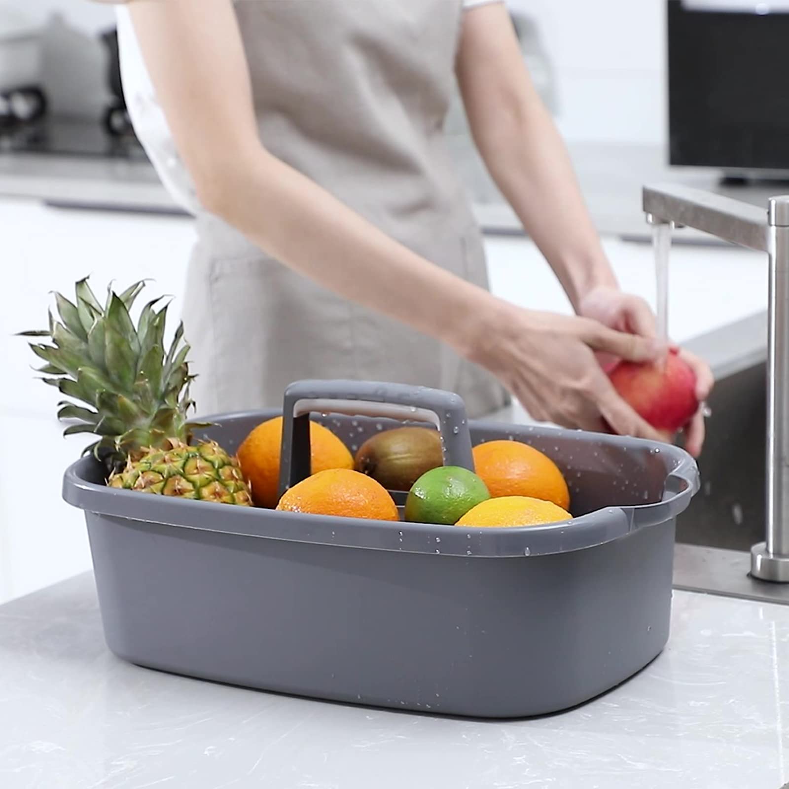Large Cleaning Supplies Caddy Portable Shower Basket Supply Organizer with Handle Plastic Bucket