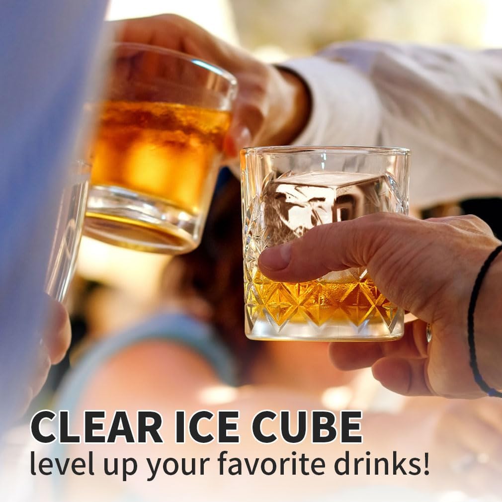 Clear Ice Cube Tray for Whiskey: FDDBI 2Inch Clear Ice Cube Maker - Silicone Large Ice Cube Tray