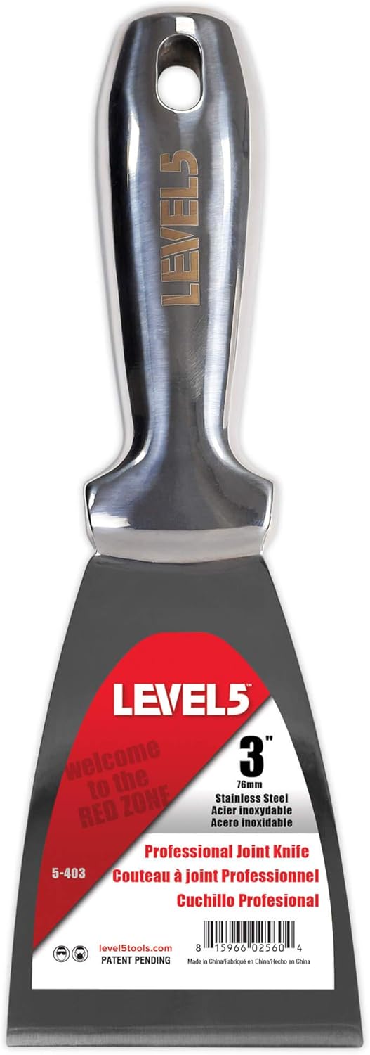 3" All Stainless Steel Joint Knife - LEVEL5 | Professional Grade Putty Blade, Premium Polished