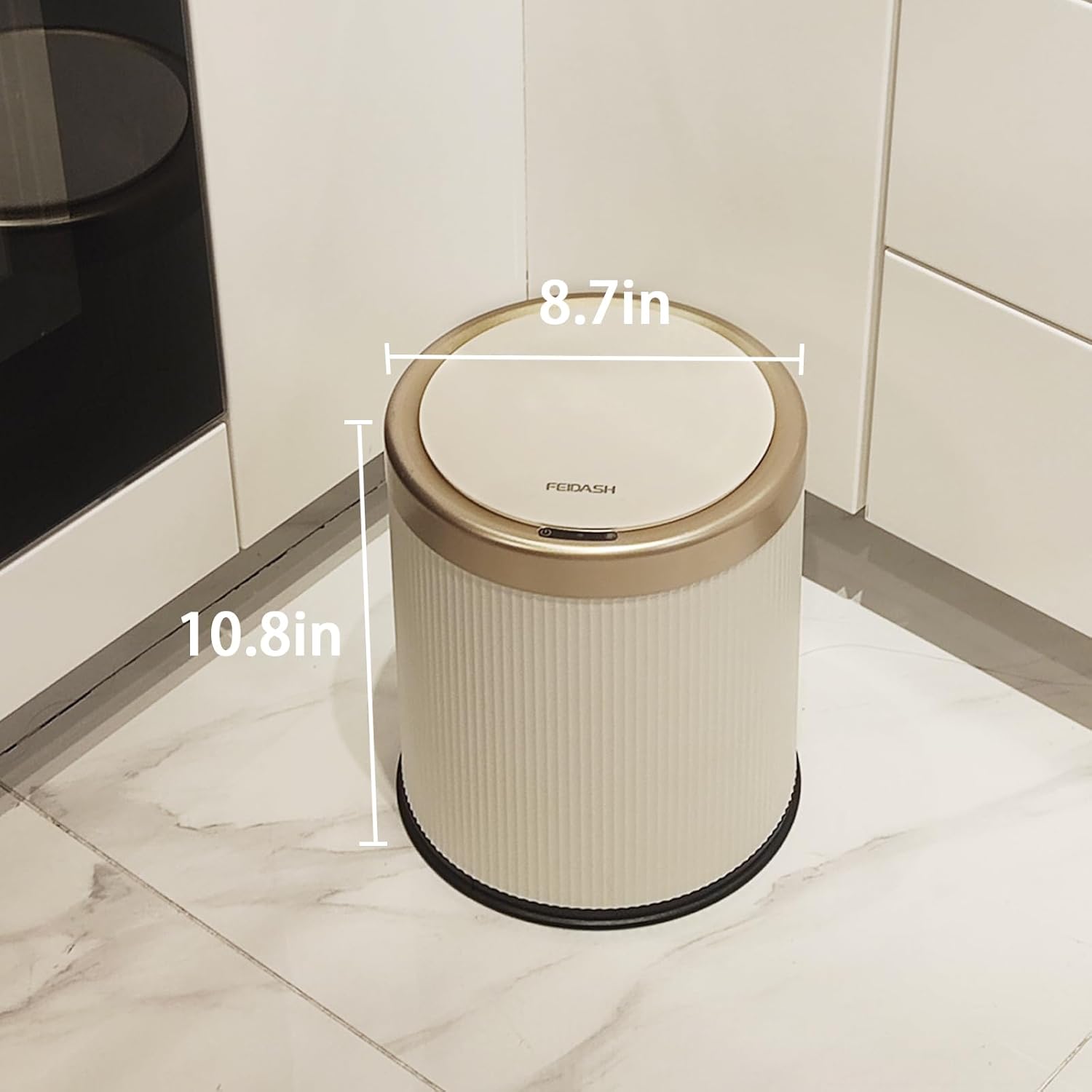 URALFA Automatic Motion Sensor Bathroom Trash Can with Lid, 10.5 Liter / 2.8 Gallon Touchless Trash