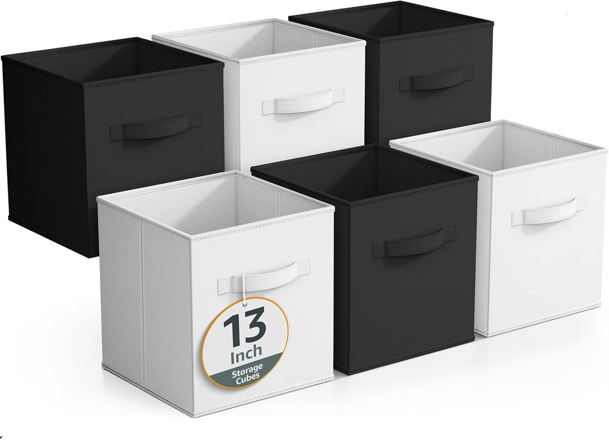 Sorbus Fabric Storage Cubes - 6 Foldable Storage Bins for Organizing Pantry, Cubbies, Toy Box