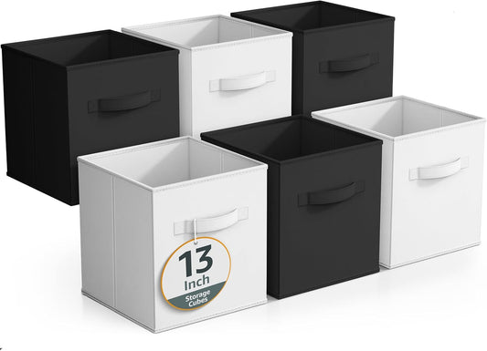 Sorbus Fabric Storage Cubes - 6 Foldable Storage Bins for Organizing Pantry, Cubbies, Toy Box