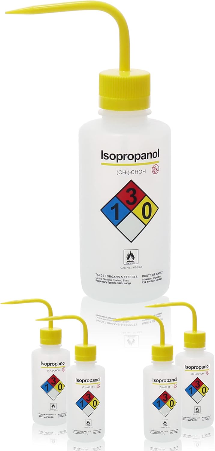 4pcs of Isopropanol Wash Bottles, Vol.500ml (17oz), Narrow Mouth, Self-Venting Safety Wash Bottles