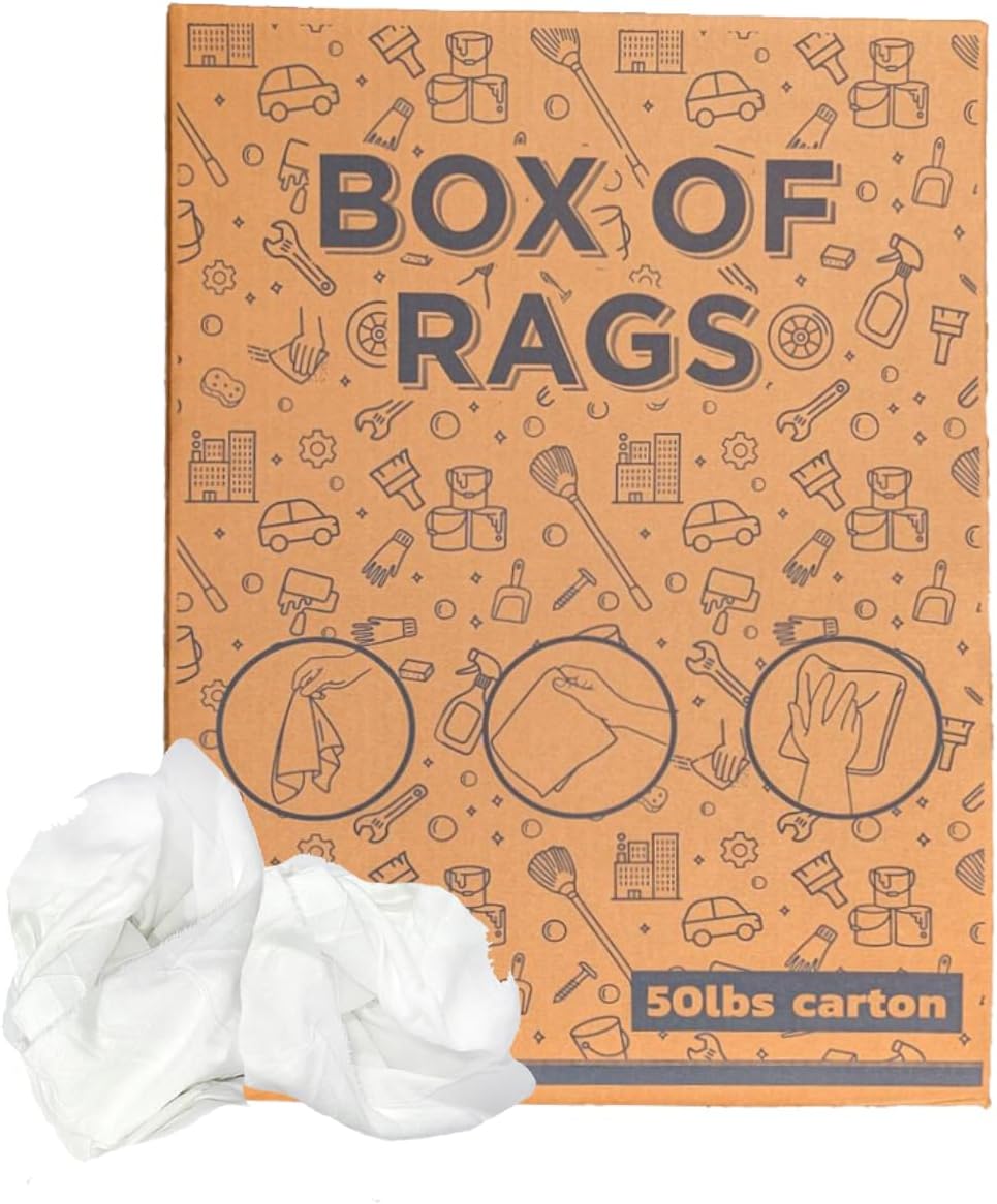 Recycled White Sheeting Cleaning Rags (600 lbs. Pallet 12x50 lbs. Box) – Lint Free White Cotton