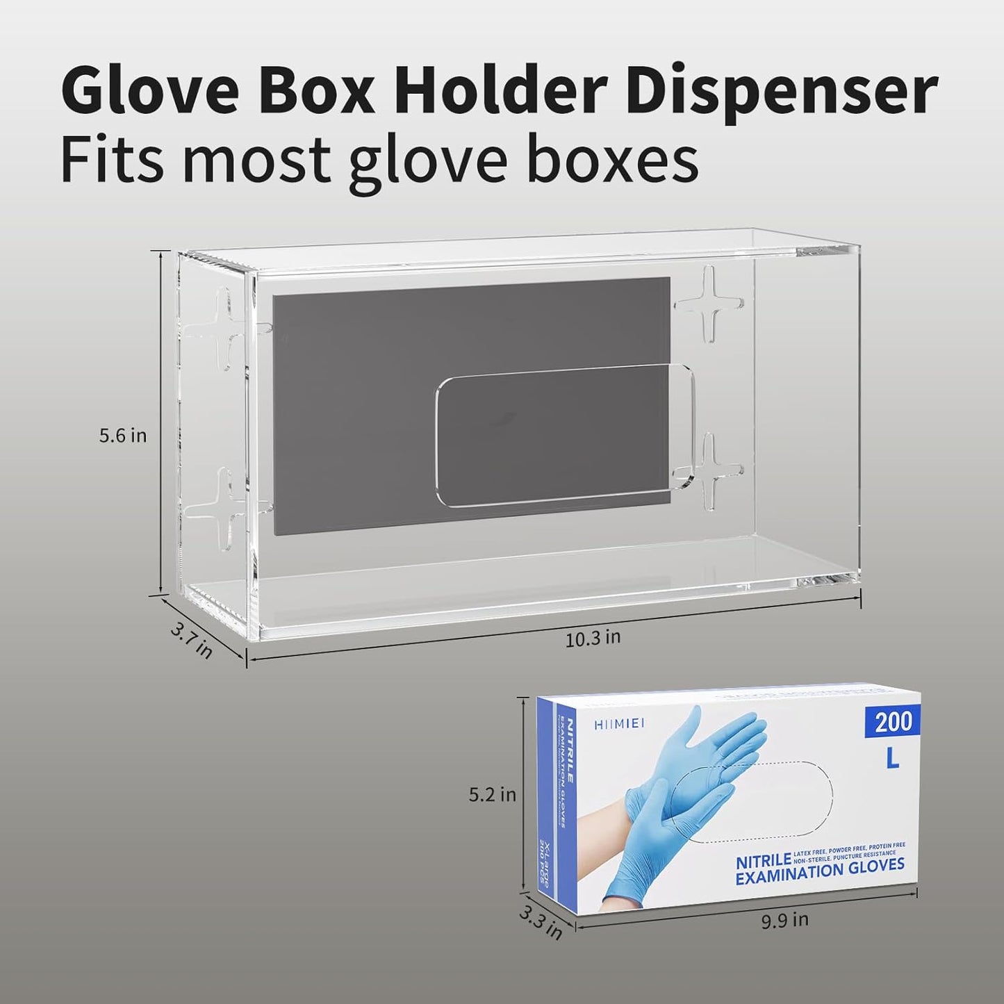 HIIMIEI Glove Holder for Wall Mount: Magnetic Gloves Box Holder, Acrylic Disposable Rubber Latex