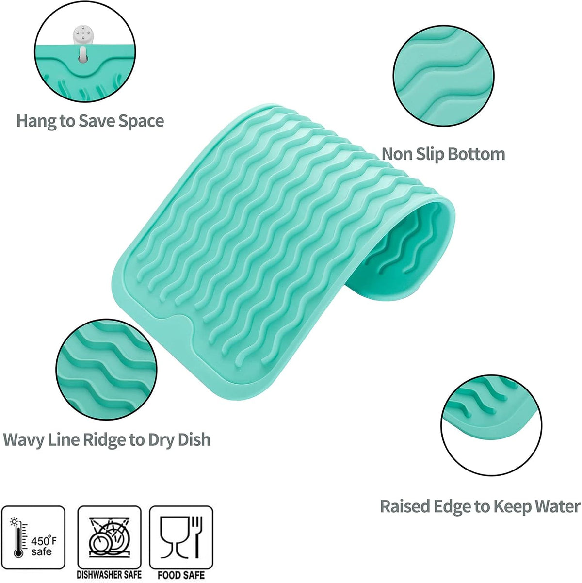 Silicone Dish Drying Mat for Multiple Usage,Easy clean,Eco-friendly,Heat-resistant Silicone Mat for