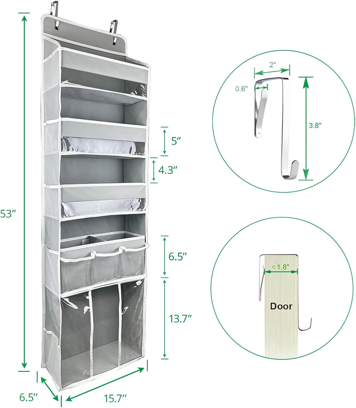 Door Hanging Storage Organizer,with 3 Bins 1 Movable Baby Diaper Caddy,1 Large capacity diaper