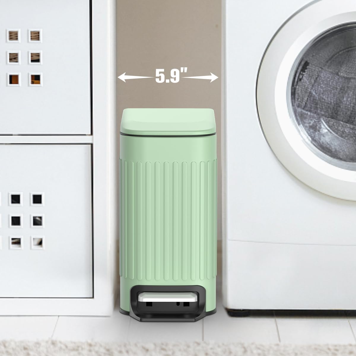 TrashAid Slim Bathroom Trash Can with Lid Soft Close, 6 Liter/1.6 Gallon Stainless Steel Small