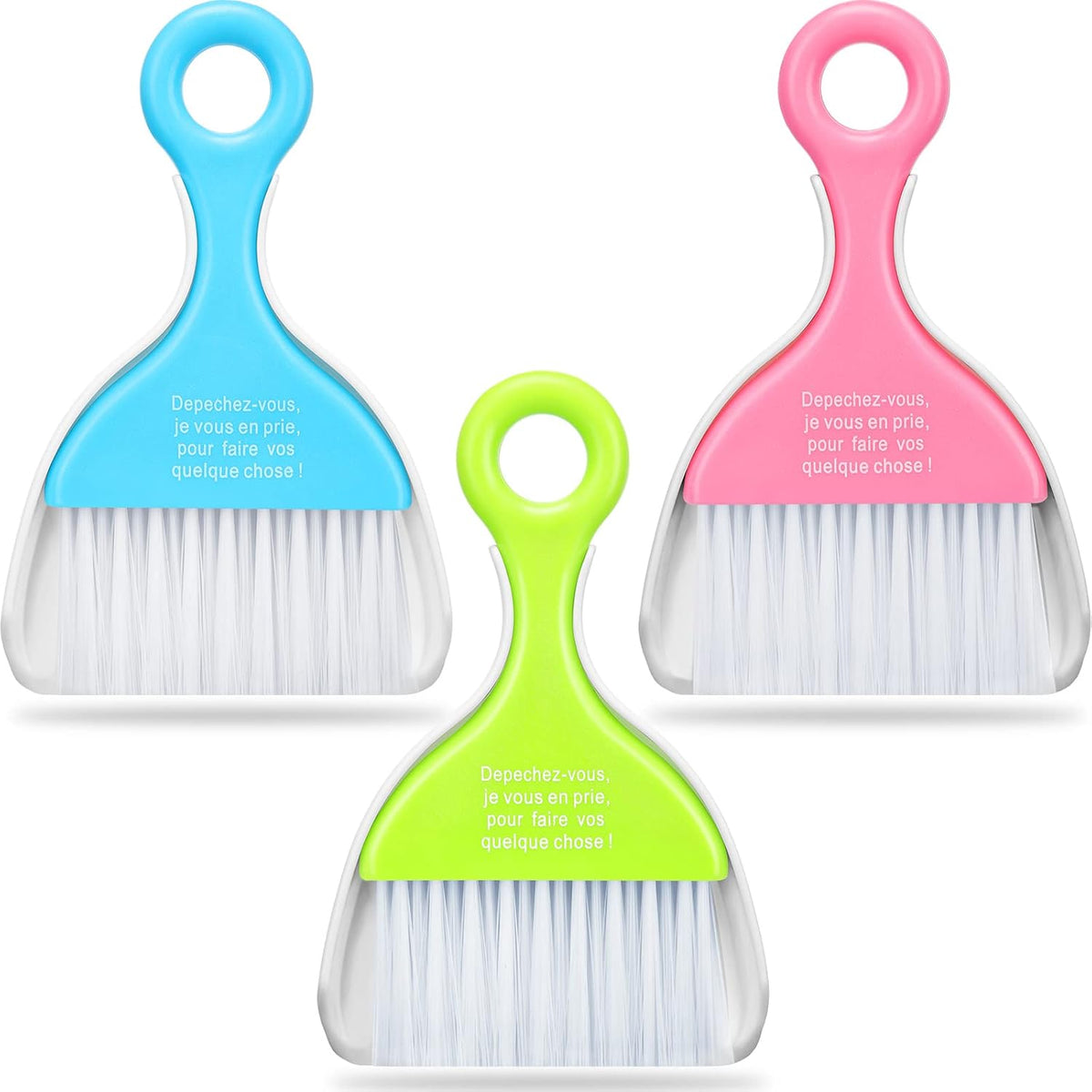 CHENGU 3 Pcs Mini Dustpan Set Brush for Table Whisk Brooms Small Dustpan Broom Set Mini Dust Pans