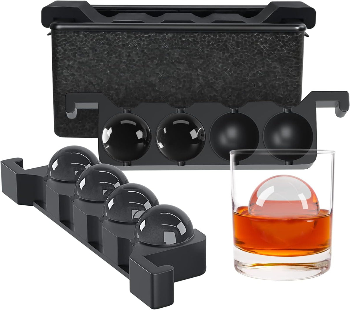 TINANA Ice Sphere Cube Maker, 2 Inch Crystal Clear prepare 8 Large Round Balls, for Cocktail