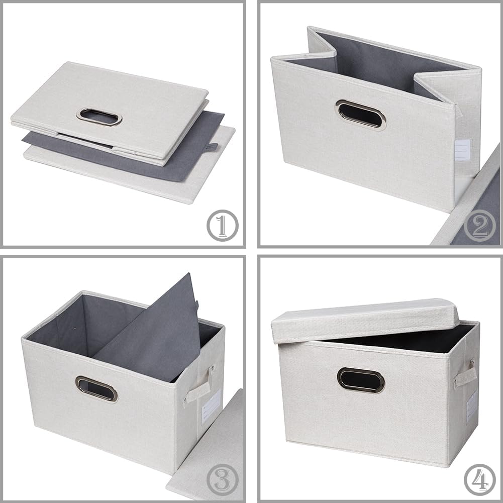 PRANDOM Collapsible Storage Bin with Lid [3-Pack] Fabric Foldable Storage Box Organizer Container