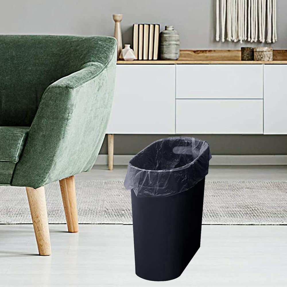 Small Trash Can Plastic Bathroom Wastebasket 3.2 Gallon Slim Garbage Container Bin with Handle for