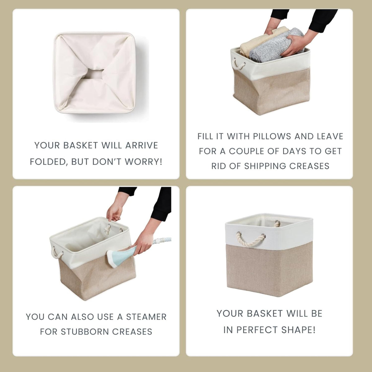 Mangata Canvas Storage Boxes, 11.8 Inch Cube Storage Bins Set of 6 for 12 Inch Cabinets, Fabric