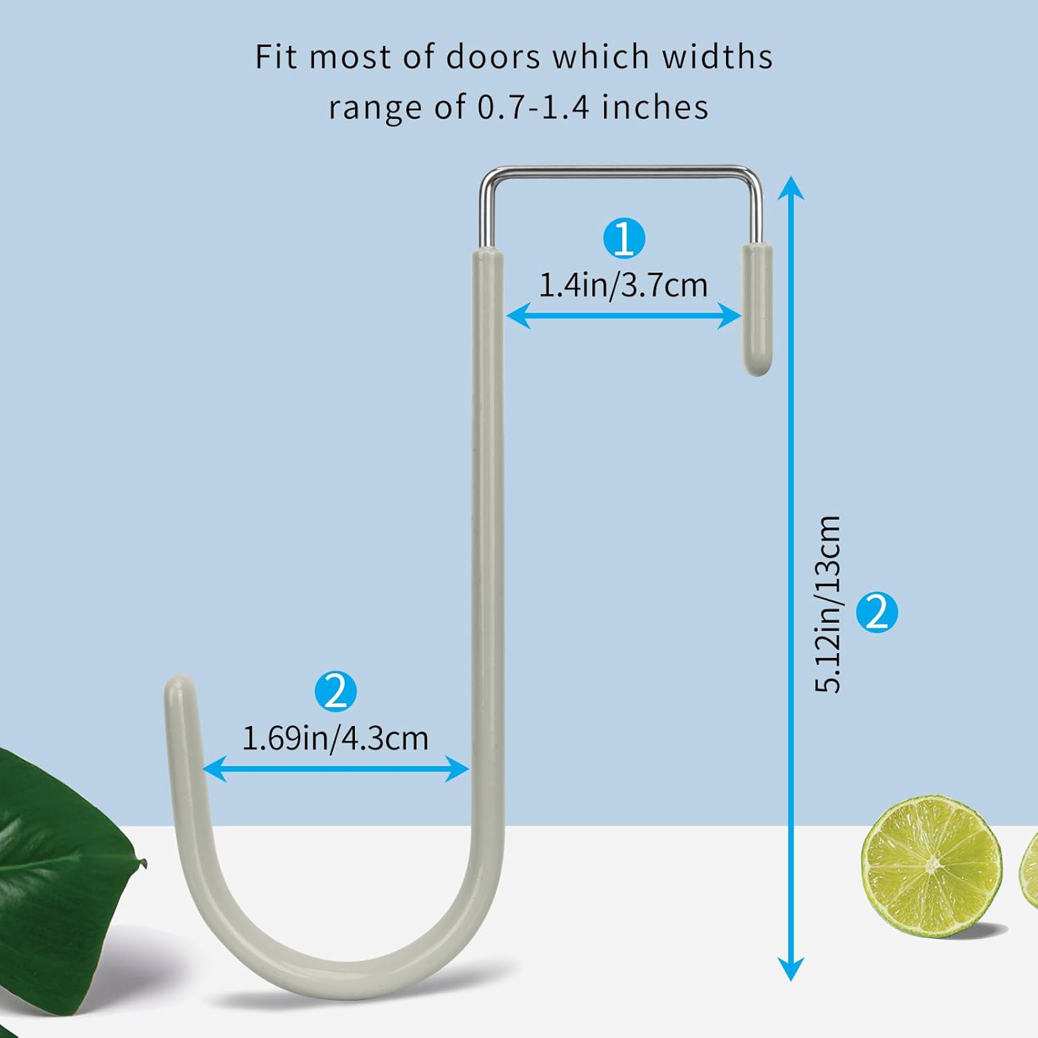 FYY Over The Door Hooks, 4 Pack Door Hangers Hooks with Rubber Prevent Scratches Heavy Duty