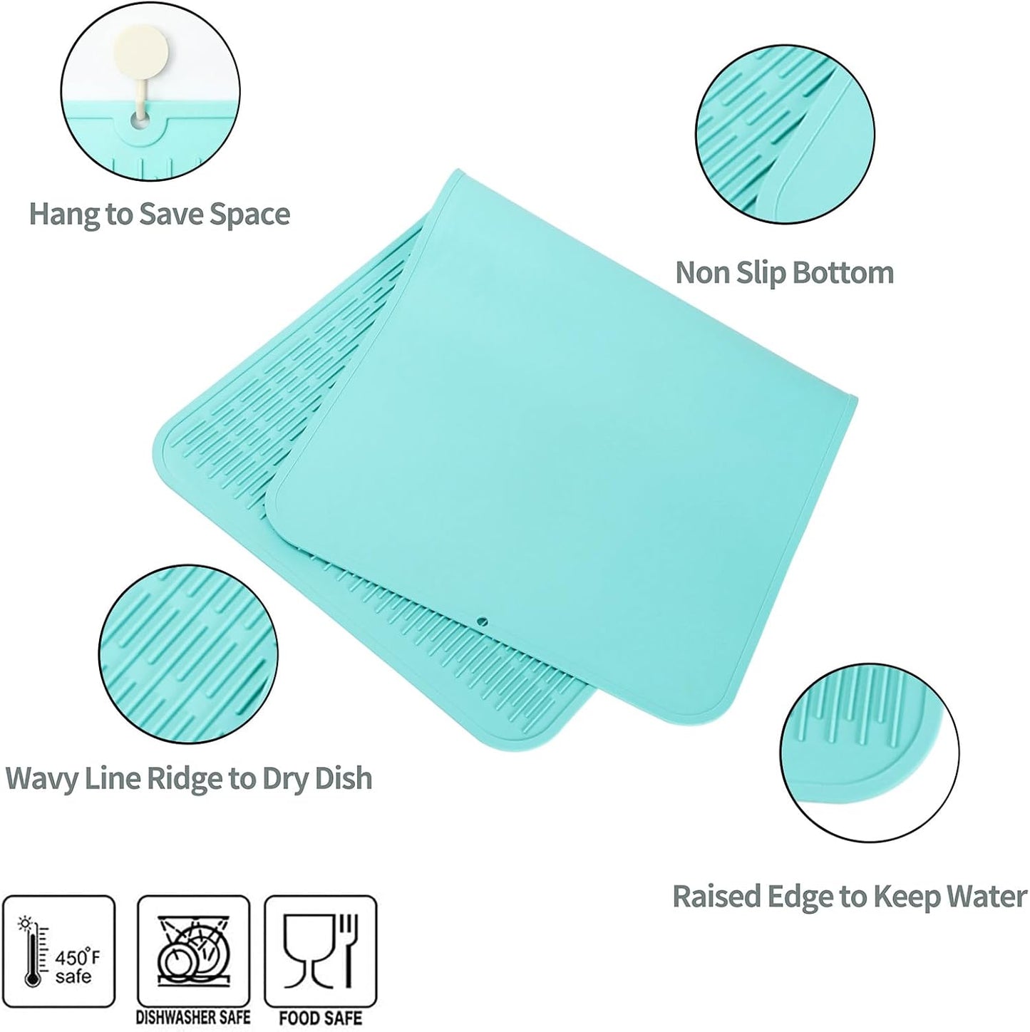 Silicone Dish Drying Mat for Multiple Usage,Easy clean,Eco-friendly,Heat-resistant Silicone Mat for