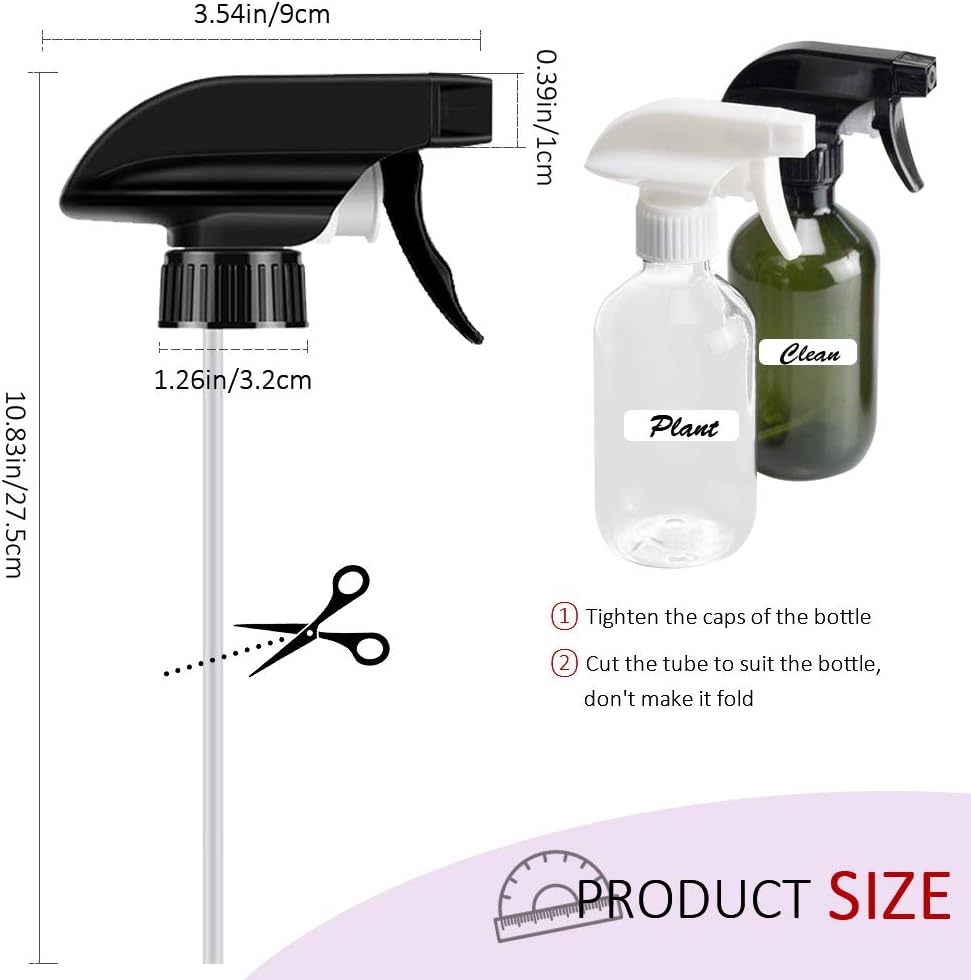 AMORIX 12PCS Trigger Sprayer White Spray Top Heavy Duty Replacement Nozzles for Plastic Bottles