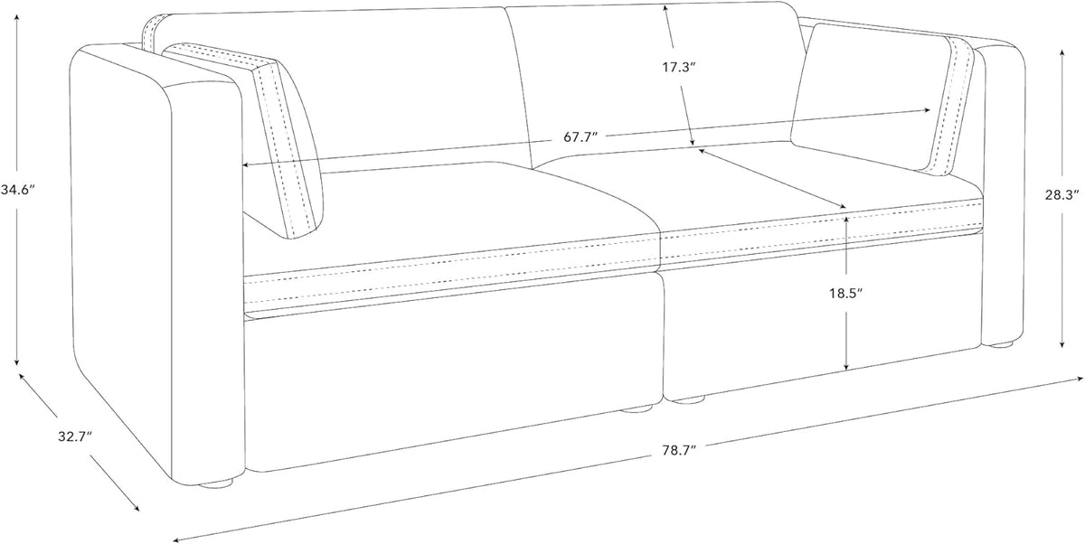CHITA Small Modular Sectional Fabric Sofa Set, Extra Comfty Loveseat Cloud Couch, FSC Certified