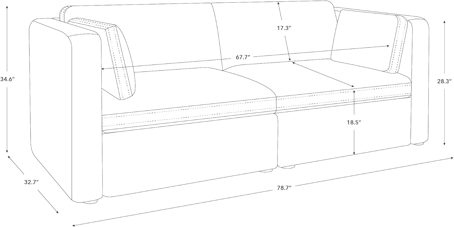 CHITA Small Modular Sectional Fabric Sofa Set, Extra Comfty Loveseat Cloud Couch, FSC Certified