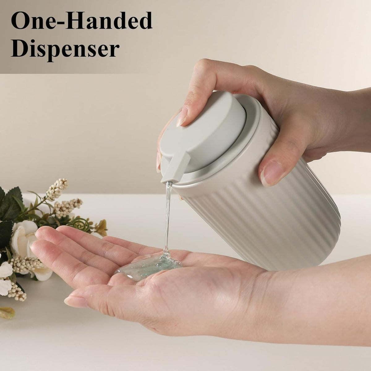 BosilunLife Dish Hand Soap Dispenser - Liquid Pump Soap Dispenser for Bathroom Decro 12oz Ceramic