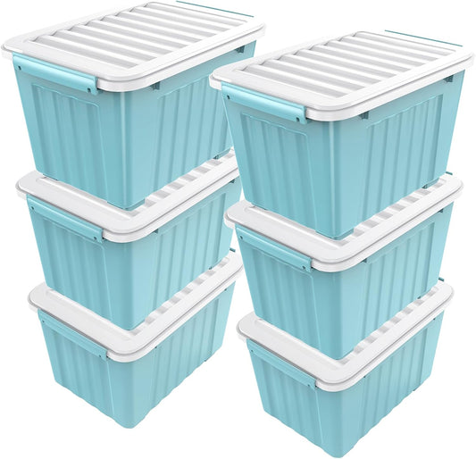 Nazhura 72 Quart Plastic Storage Bin, Stackable and Nestable Storage Boxes with Lids and Secure