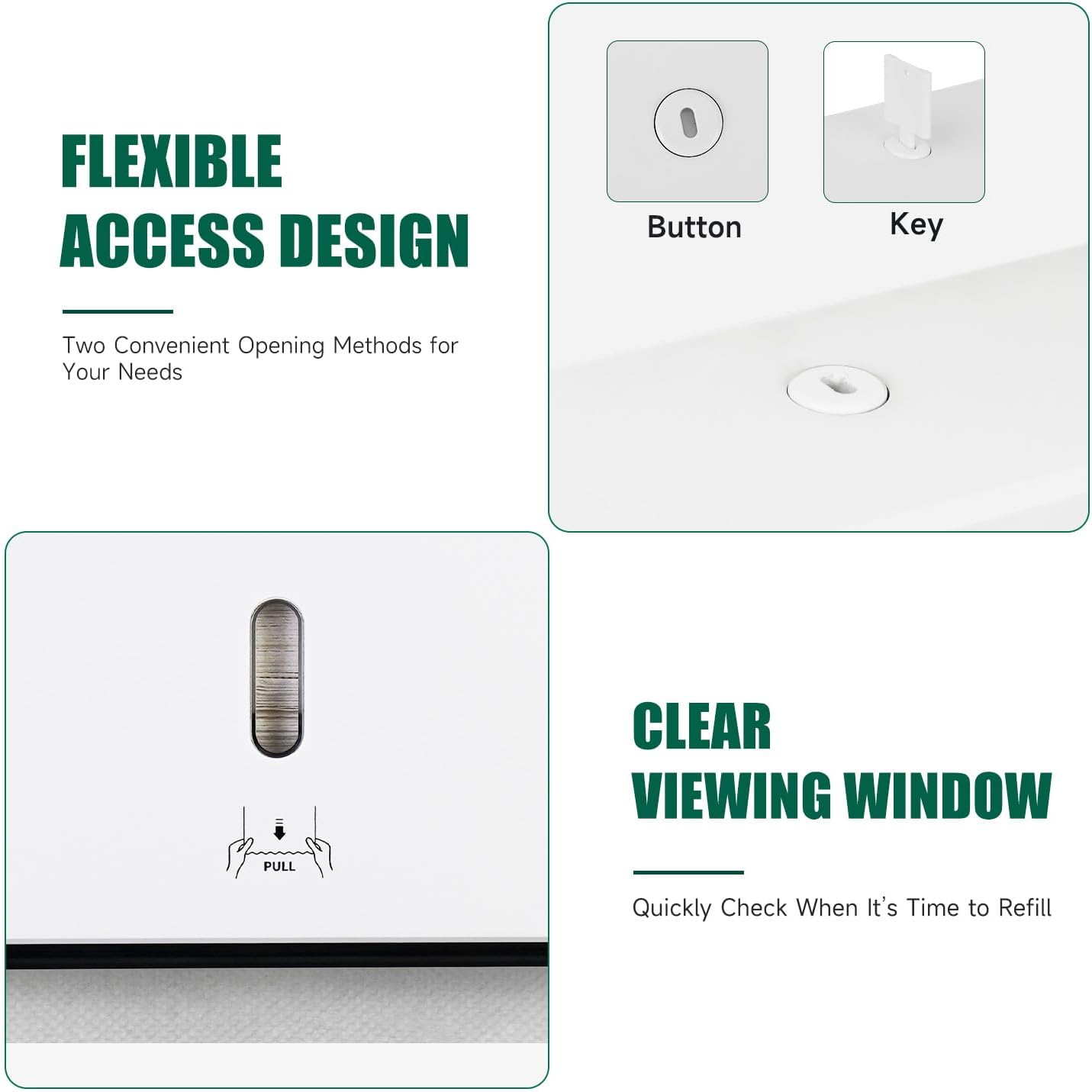 Wall-Mounted Paper Towel Dispenser – Fits Tri-Fold Towels up to 10x3.1 Inches, Holds 200 Sheets