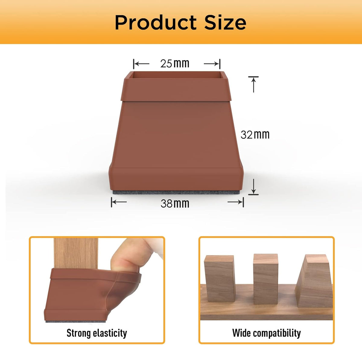 16 PCS Square Chair Leg Floor Protector, Silicone Chair Leg Cover, Furniture Leg Protectors with