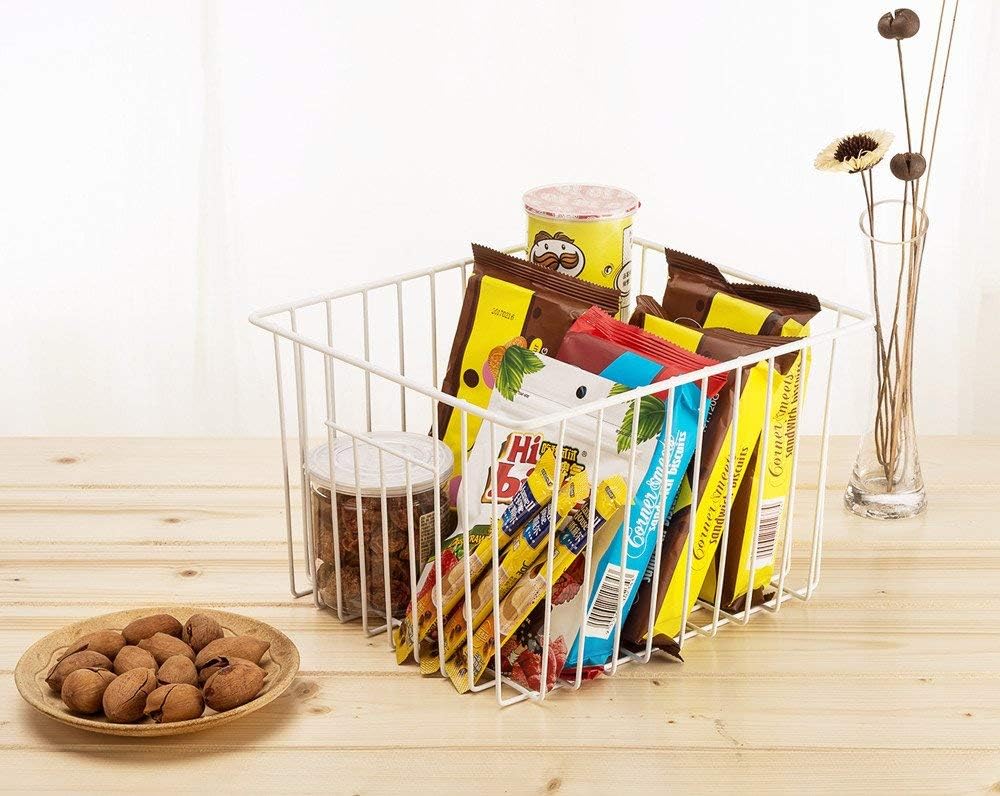 Slideep Fridge Freezer Baskets, Wire Storage Organizer Basket, Household Refrigerator Bin with