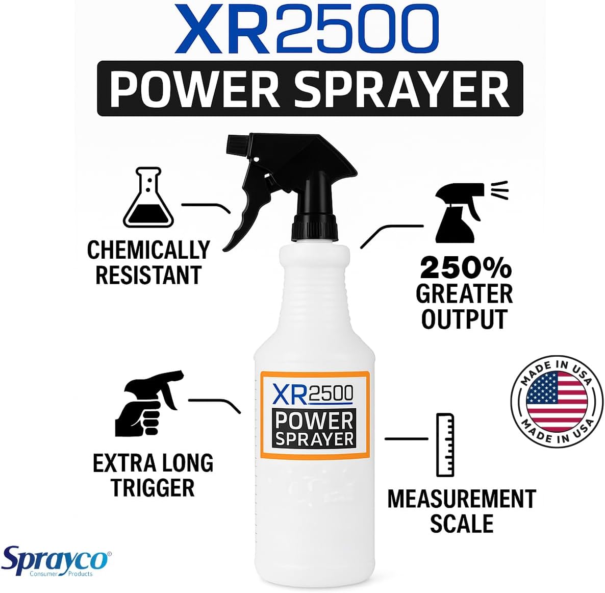 Sprayco 32oz Chemical Resistant Spray Bottle – Adjustable Nozzle, Built-in Dilution Scale, Heavy