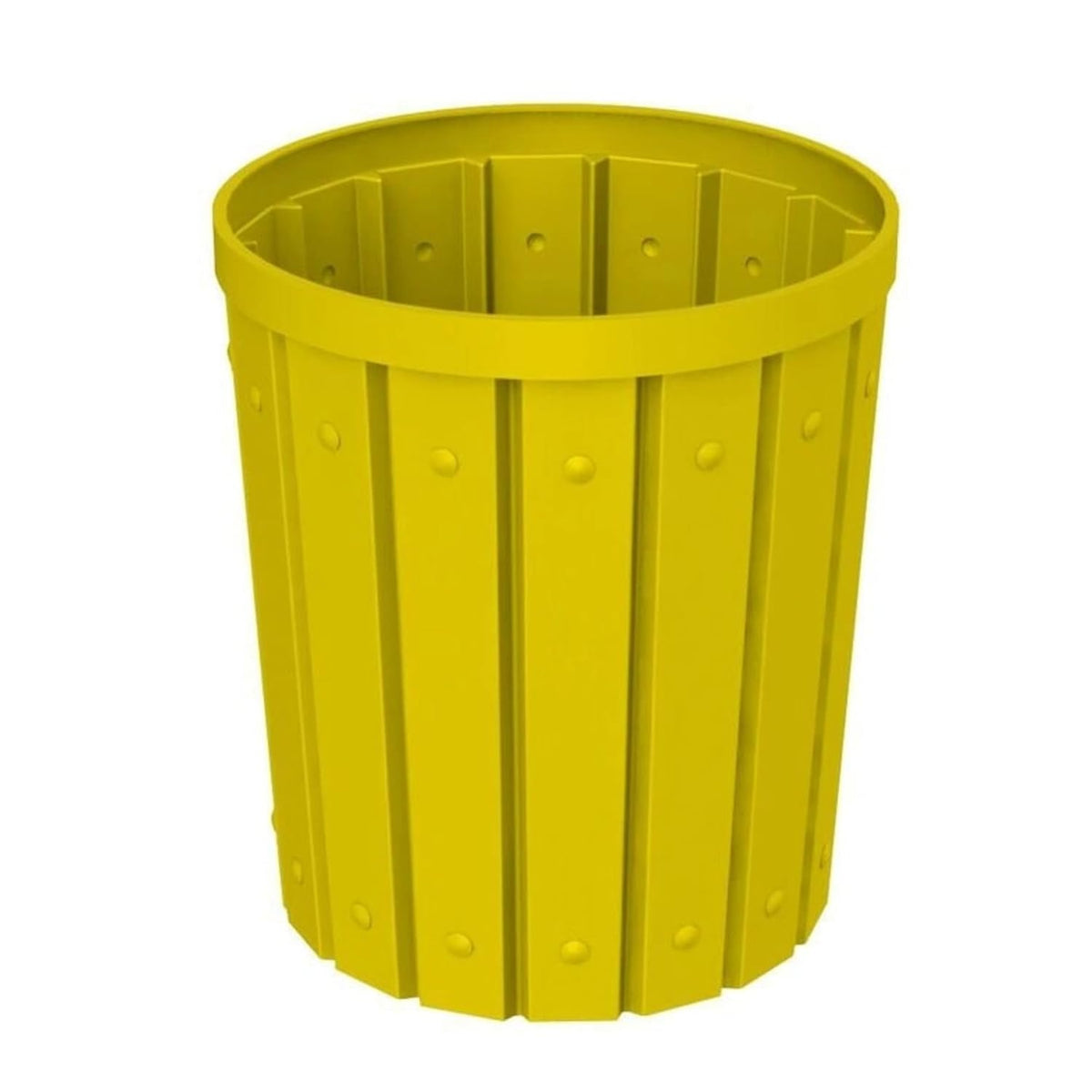 42 Gallon Slatted Circle 100% Recycled Plastic Commercial Outdoor and Indoor Trash Can with Push