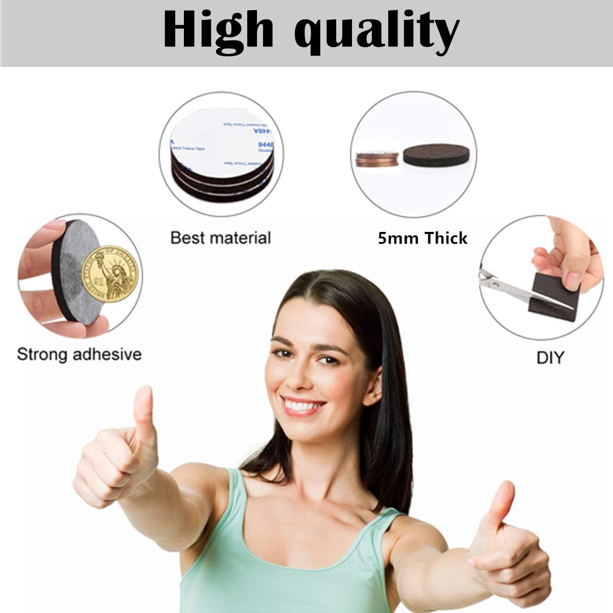 Felt Furniture Pads 136 Pieces, Felt Pads for Furniture Black 5mm Thick, Floor Savers for Furniture