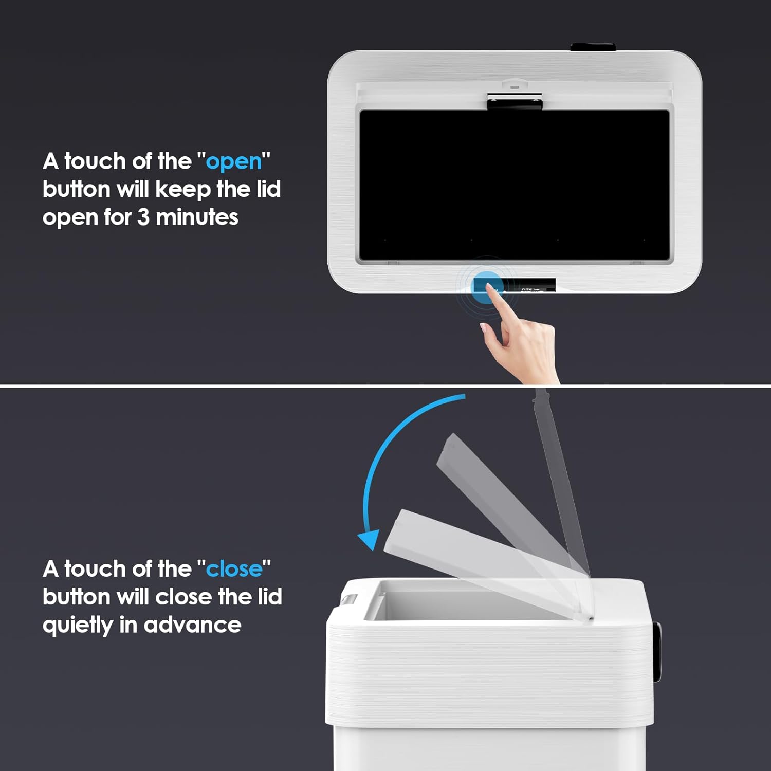 TLSUNNY 18.5 Gallon Motion Sensor Trash Can,Touchless Automatic Garbage Can,Brushed Stainless Steel