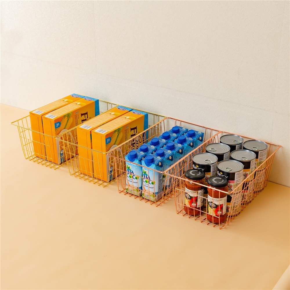 SANNO Wire Storage Basket, Farmhouse Pantre Freezer Baskets bins Metal Baskets Kitchen Storage
