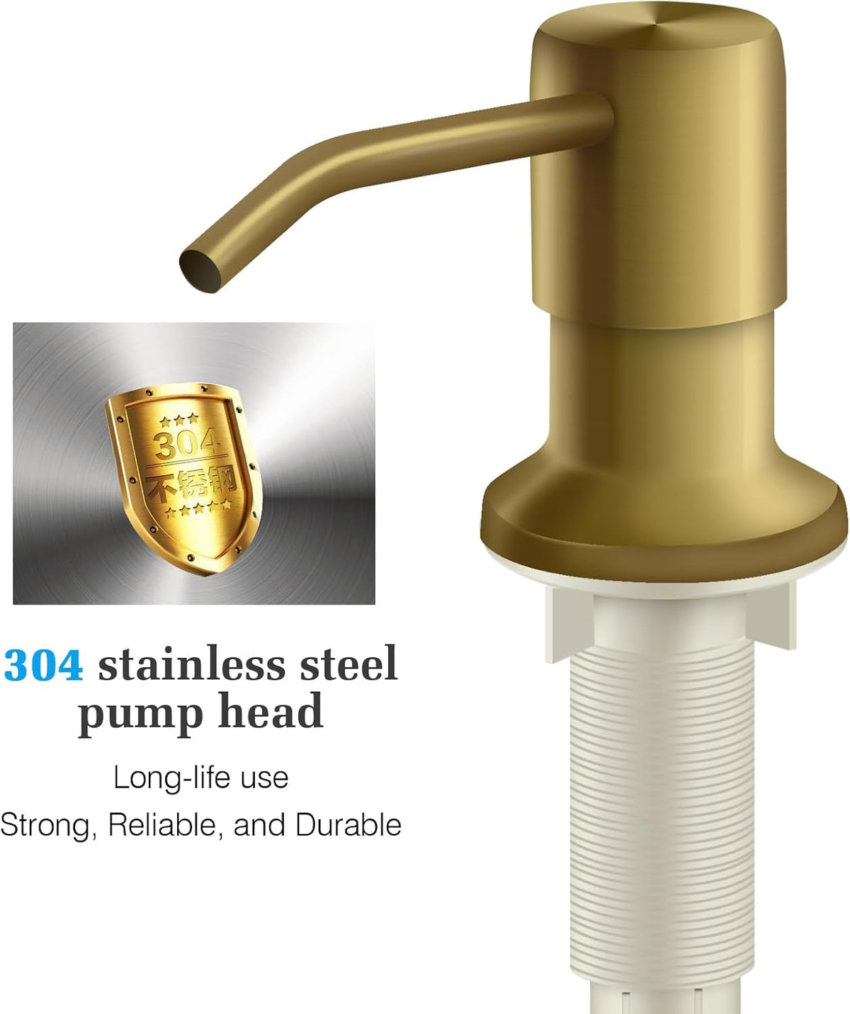 Soap Dispenser for Kitchen Sink and Extension Tube Kit, Stainless Steel Countertop SoapDispenser