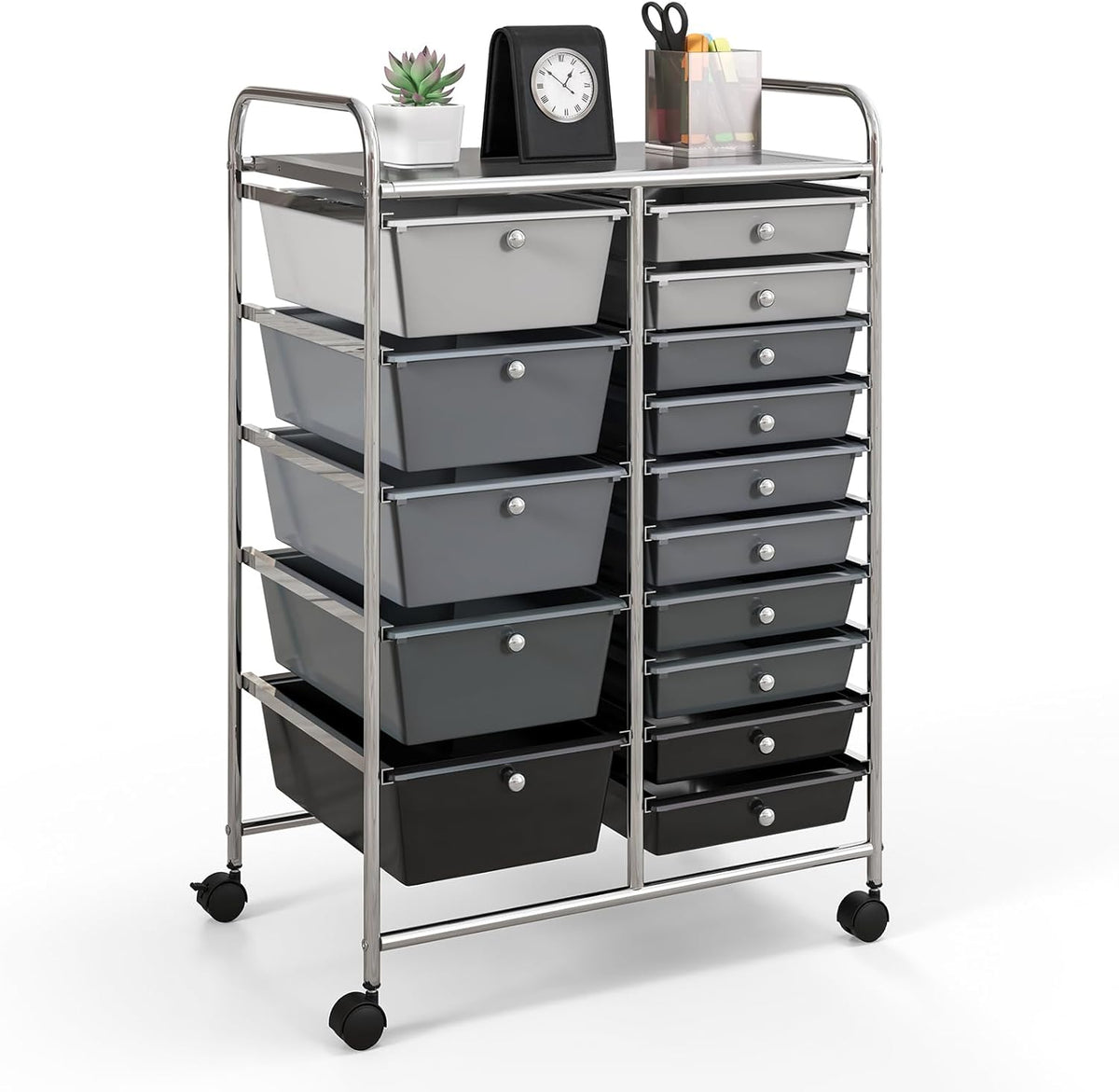 GOFLAME 15-Drawer Rolling Storage Cart, Multipurpose Movable Organizer Cart, Utility Cart for Home