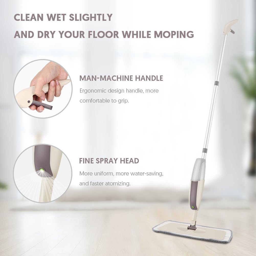 Spray Wet Mops for Hardwood Floor Cleaning - MEXERRIS Dust Dry Mops with 3 Reusable Washable Pads