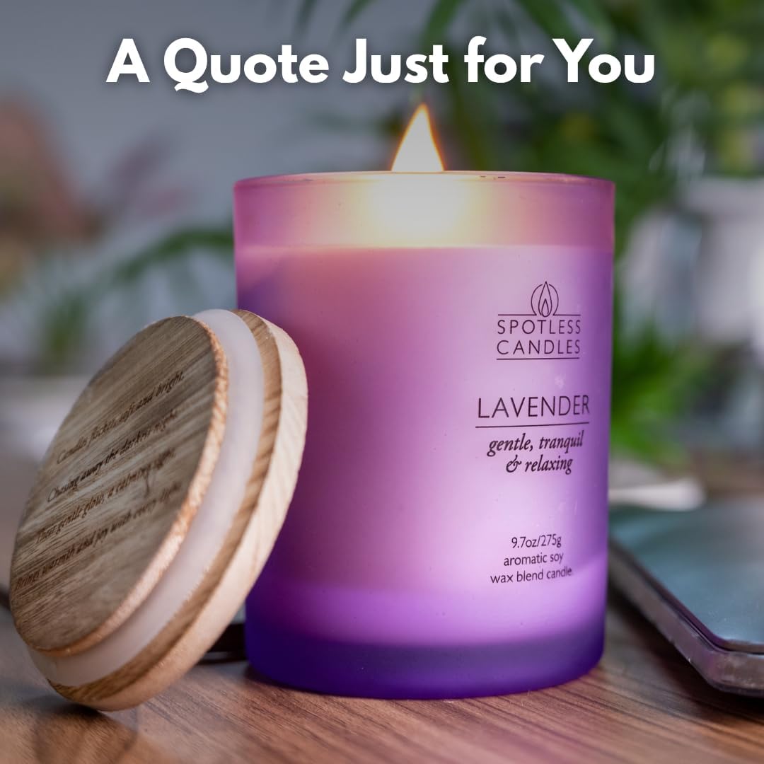 Lavender Candle - 9.7 oz /275g Lavender Scented Candle in Purple Glass Jar with Wooden Lid and