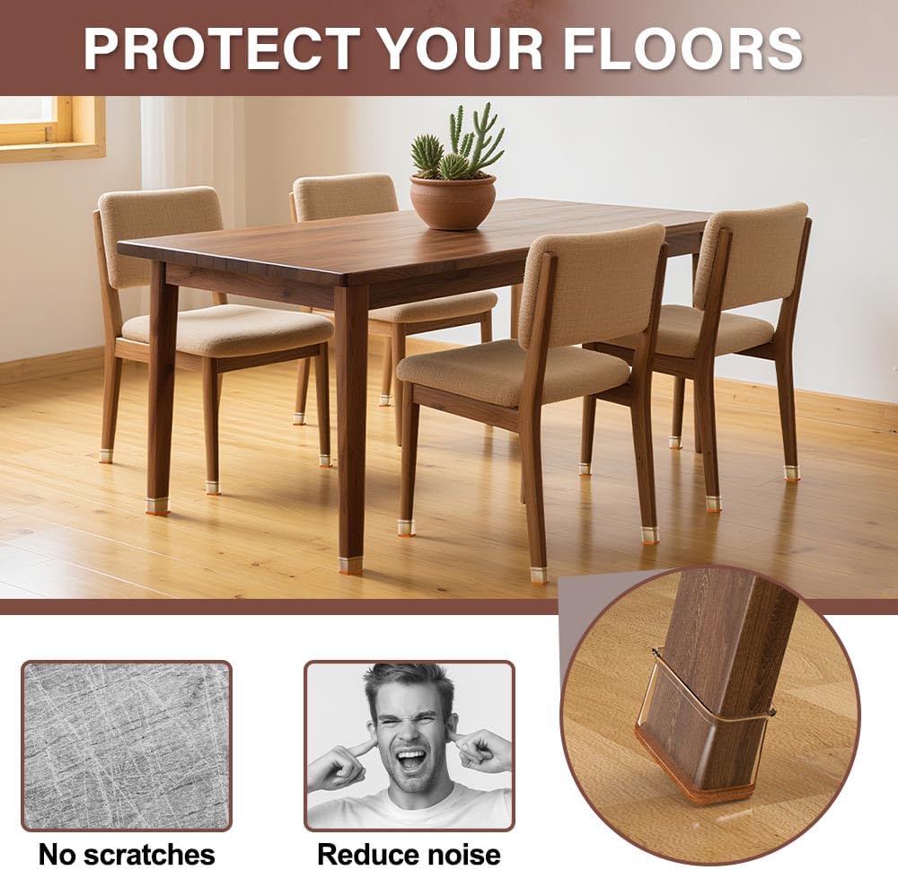 Chair Leg Floor Protectors Rectangle Chair Leg Protectors for Hardwood Floors Silicone Caps Felt