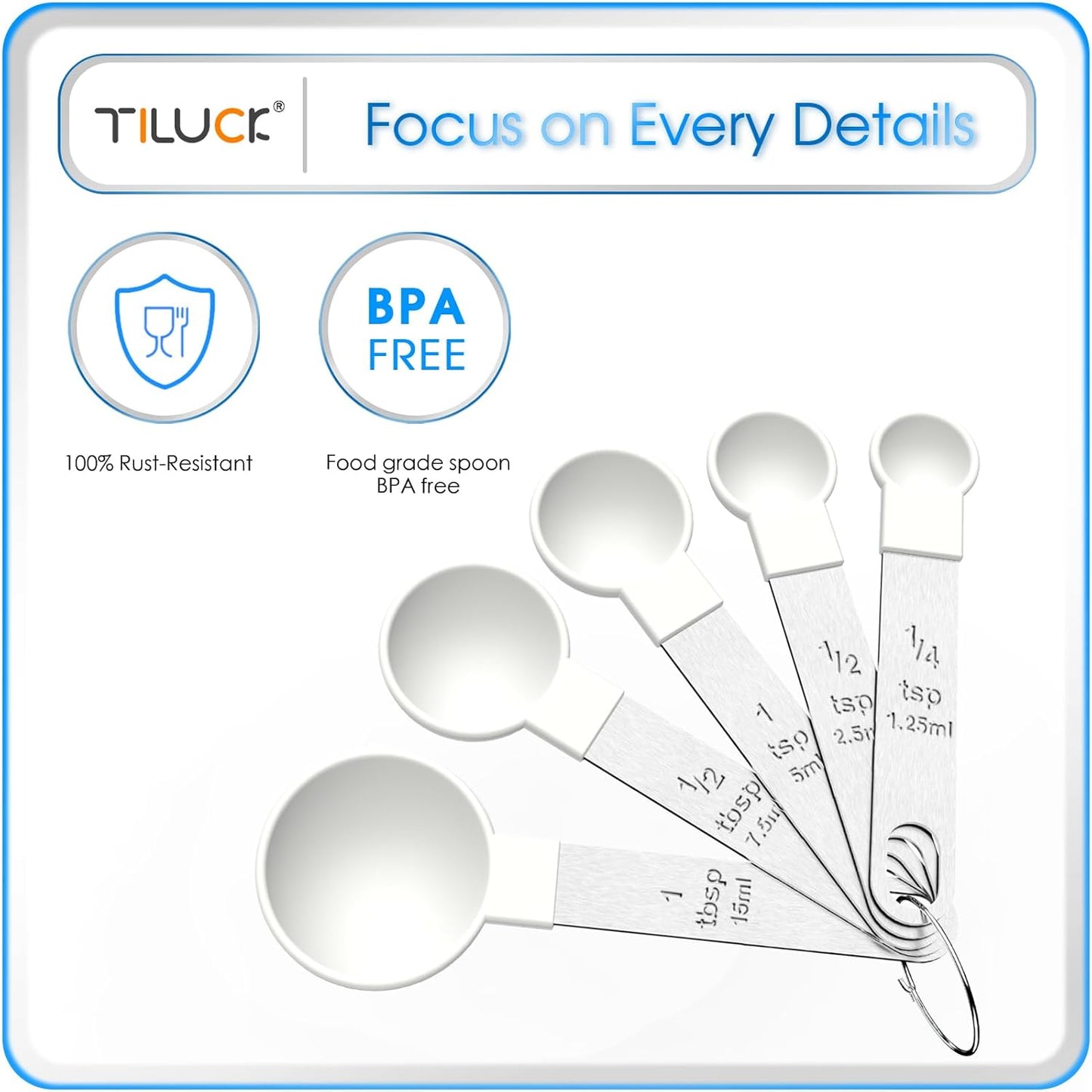 TILUCK Measuring Cups & Spoons Set, Stackable Cups and Spoons, Nesting Measure Cups with Stainless