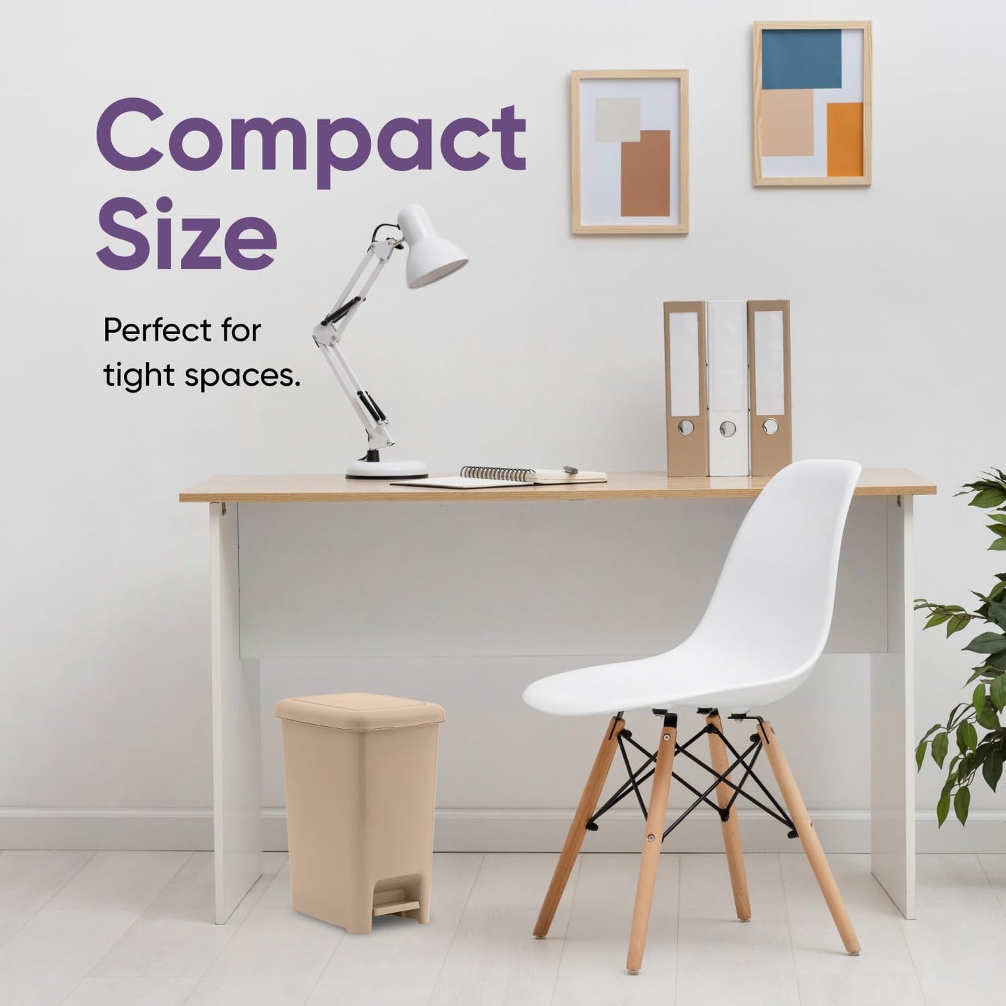 Superio 2.5 Gal Slim Step On Pedal Plastic Trash Can, Waste Bin for Under Desk, Office, Bedroom