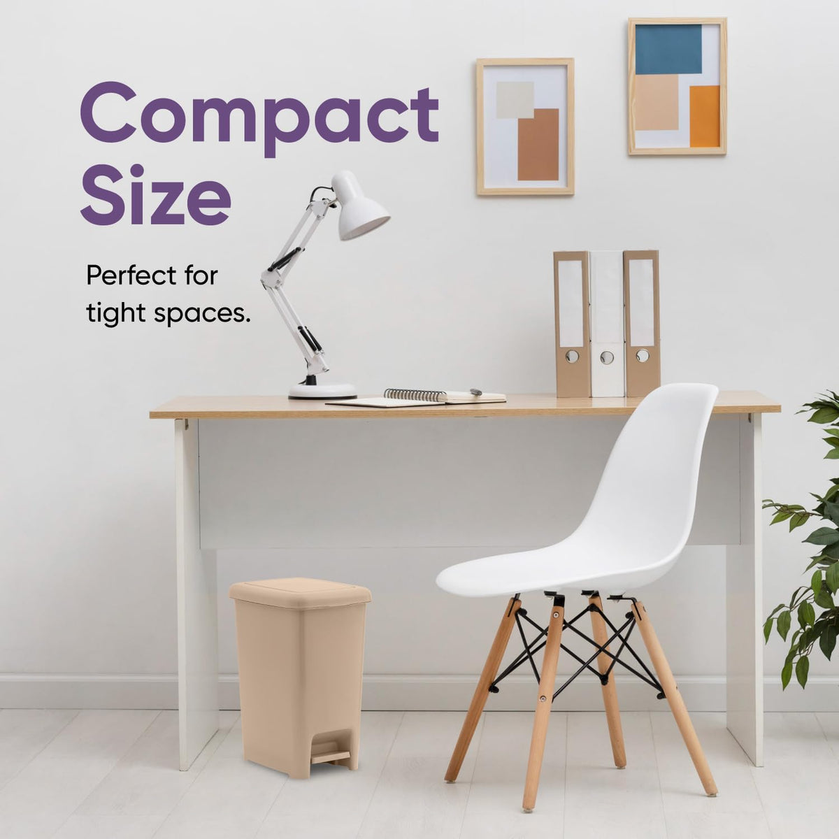 Superio 2.5 Gal Slim Step On Pedal Plastic Trash Can, Waste Bin for Under Desk, Office, Bedroom